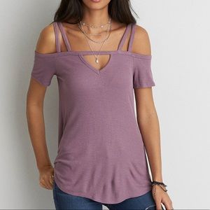American Eagle Soft & Sexy Cold Shoulder Tee (S)